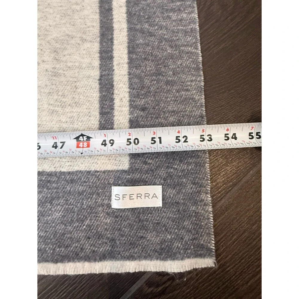 Sferra Fine Linens Viletta Throw Blanket Gray Tan 53x78 Cashmere Wool Cotton Bld
